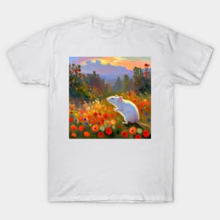 White Rat in a Field of Poppies at Sunset T-Shirt